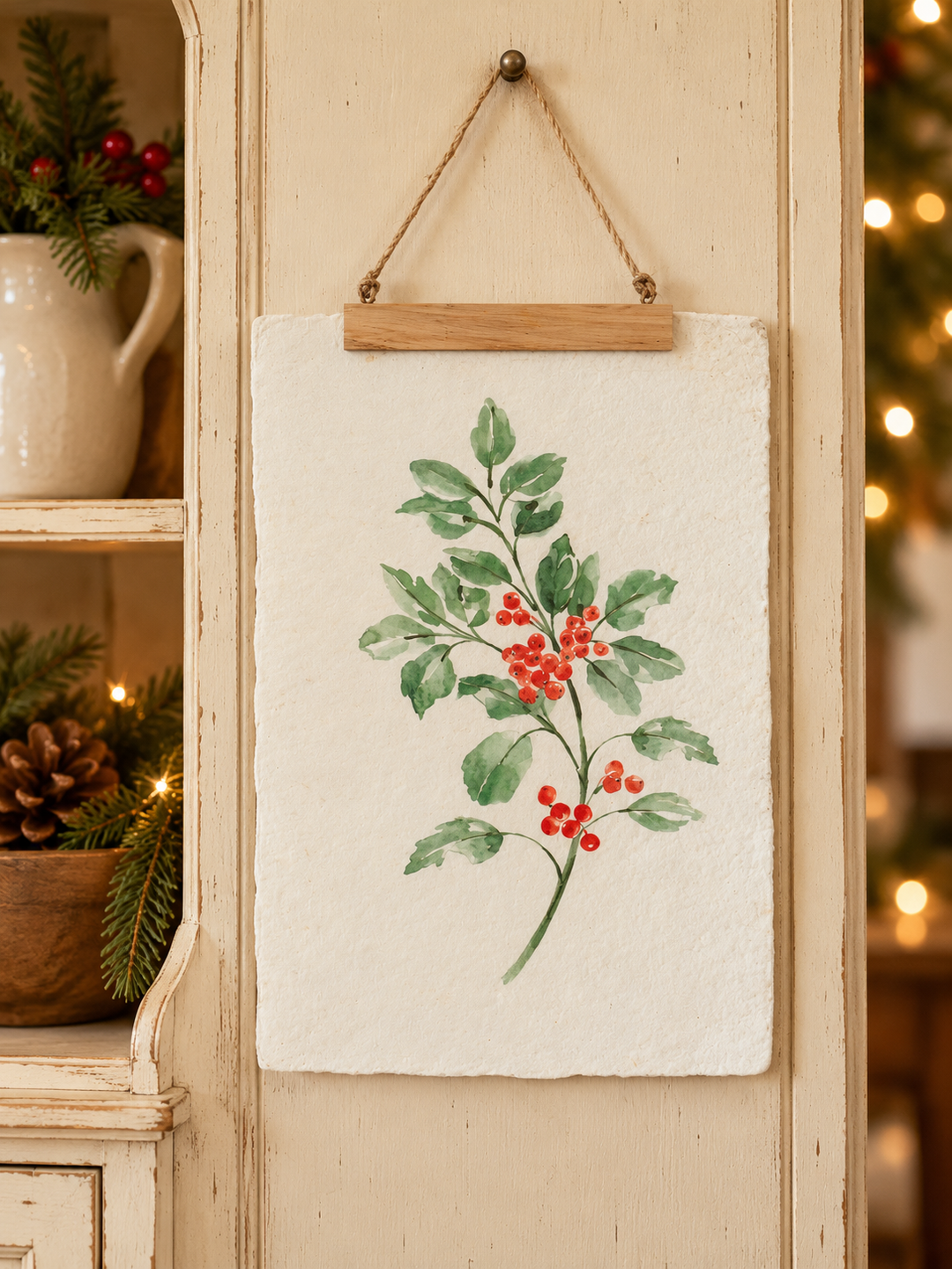 Watercolor Holly Hanging Banner