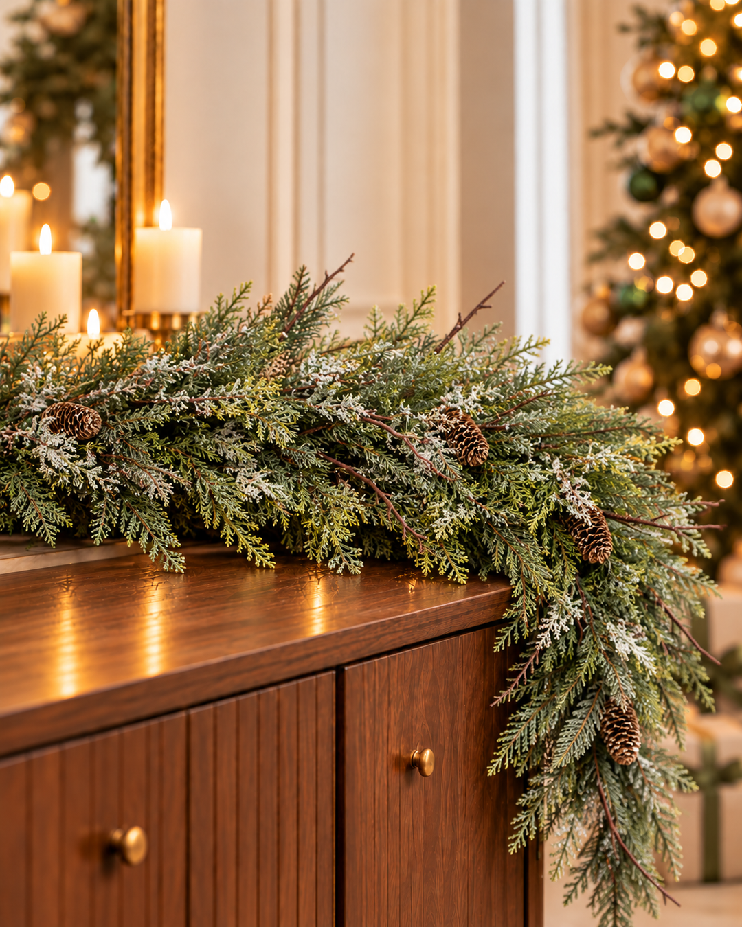 Iced Pine & Pinecone Garland – 5.5′