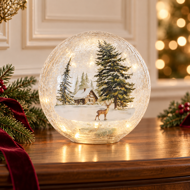 Winter Woodland Glow LED Glass Globe