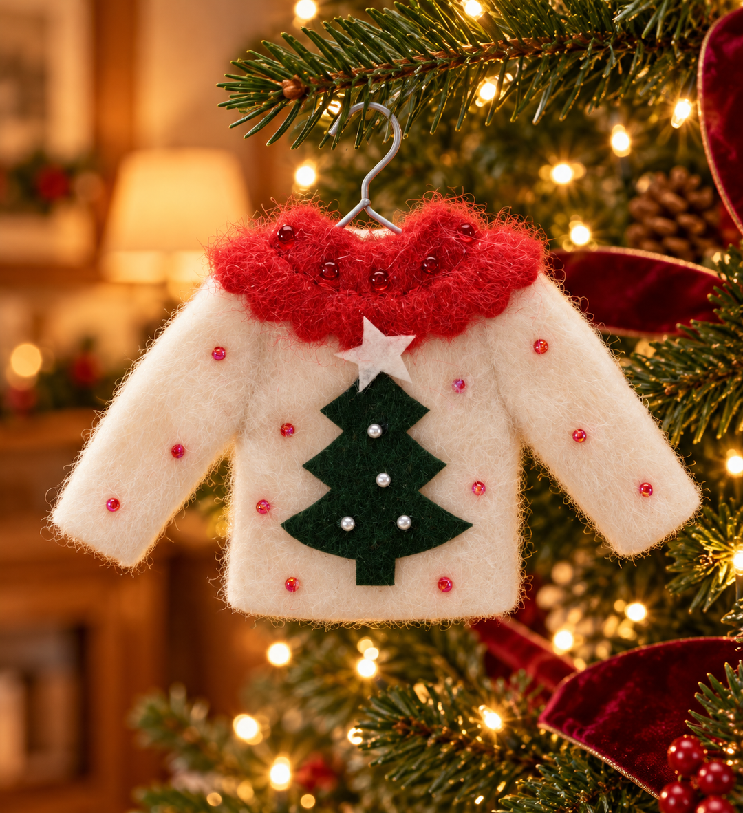 Cozy Christmas Sweater Ornament – 5″, Two Designs