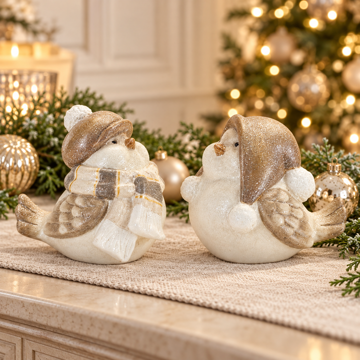 Winter Wishes Decorative Bird Figurines – Two Designs