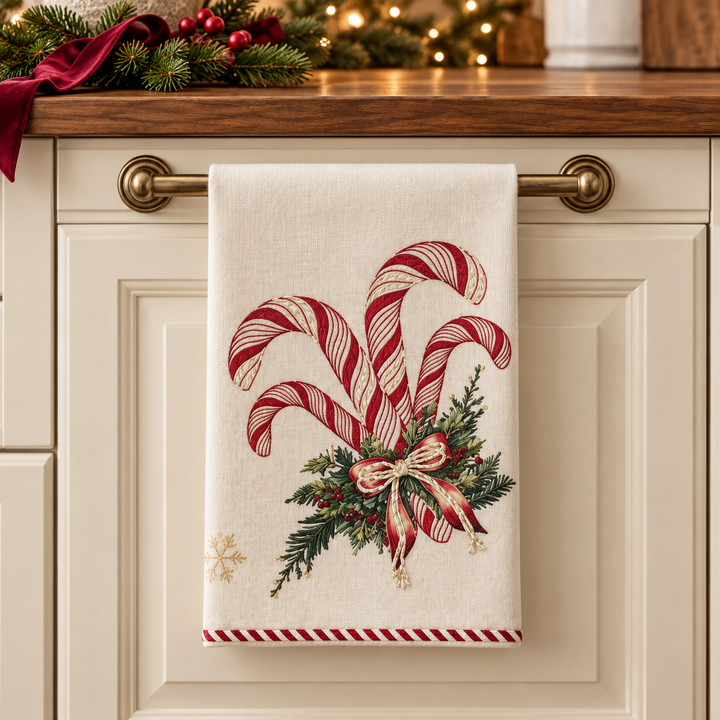 Candy Cane Christmas Tea Towel