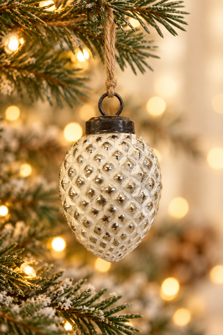 Vintage Elegance Mercury Glass Pinecone Ornaments