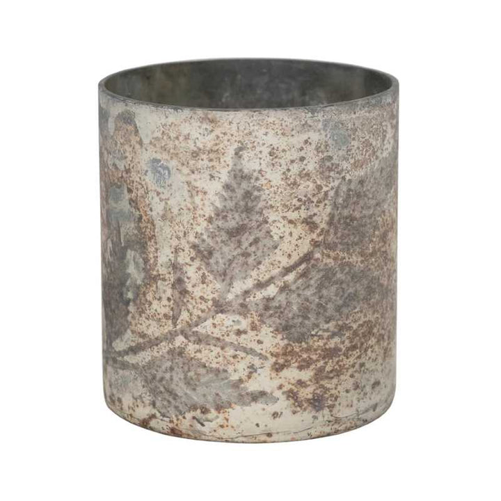 3” Round Glass Votive - Leaf Pattern