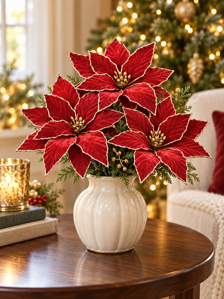 Crimson & Gold Poinsettia Pick