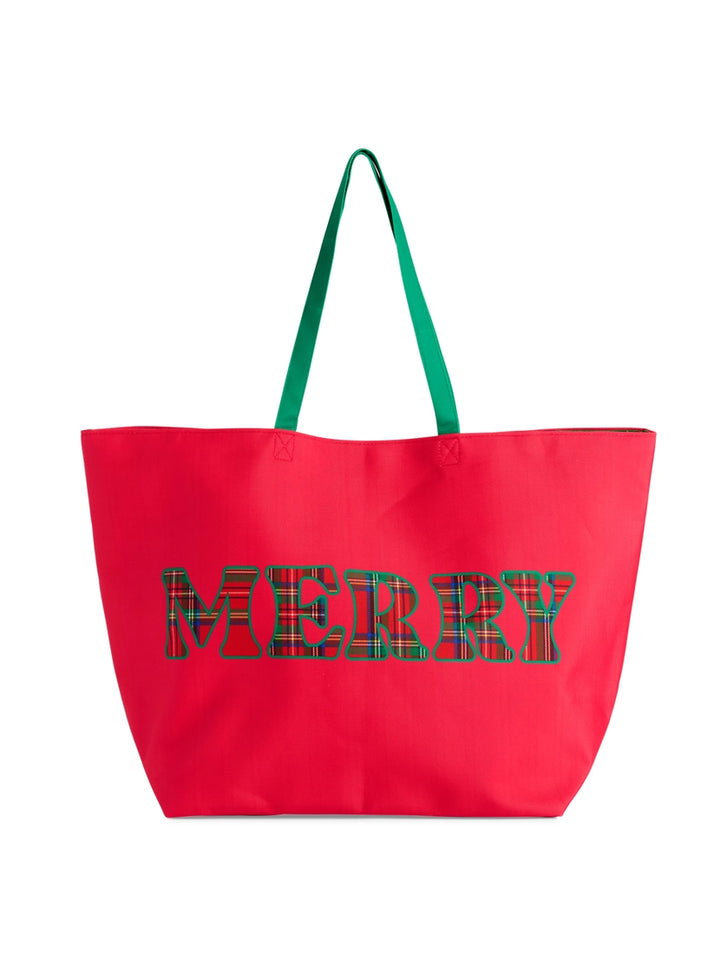 Merry Plaid Holiday Tote
