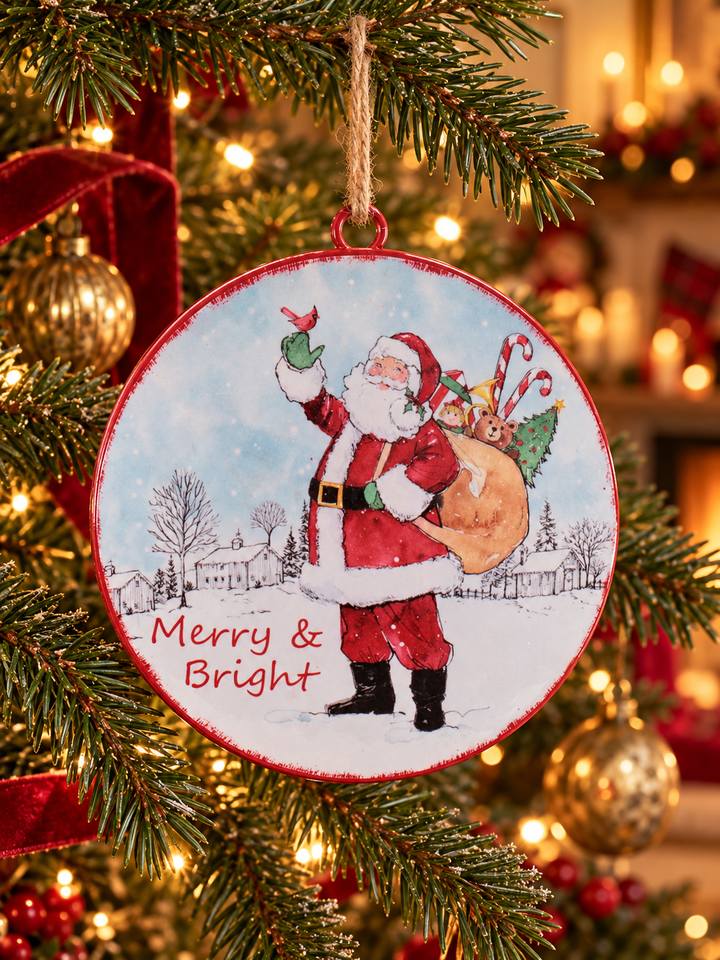 Christmas Memories Santa Disc Ornaments – 6″