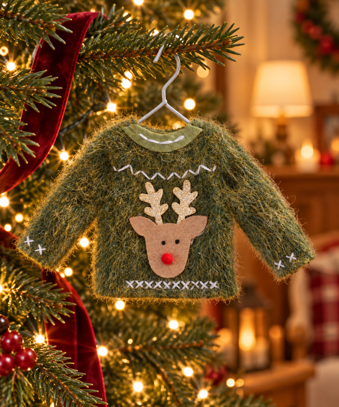 Cozy Christmas Sweater Ornament – 5″, Two Designs
