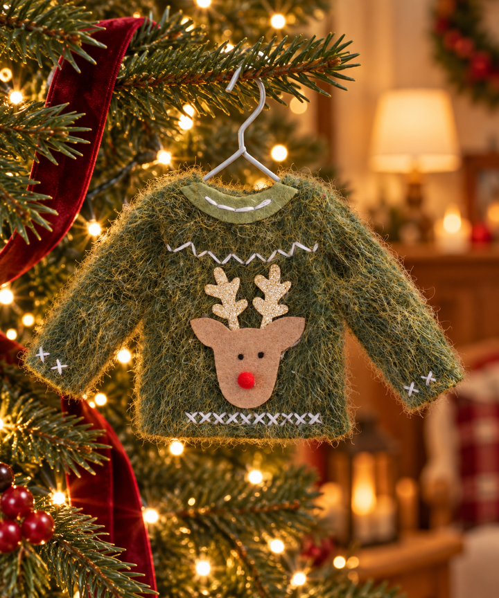Cozy Christmas Sweater Ornament – 5″, Two Designs