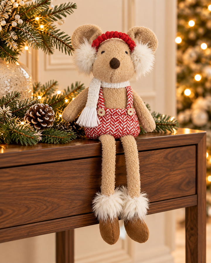 Cozy Christmas Mouse with Scarf — Two Assorted Styles