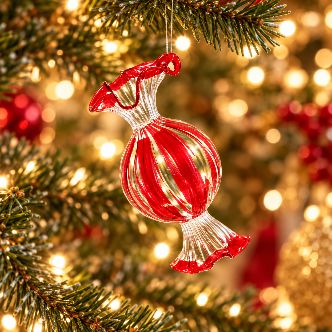 Peppermint Charm Glass Candy Ornaments – Two Styles