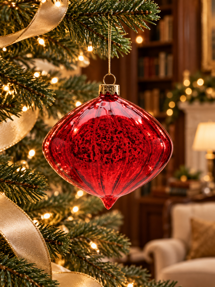 Ruby Radiance Glass Ornaments – 4″ & 4.5″