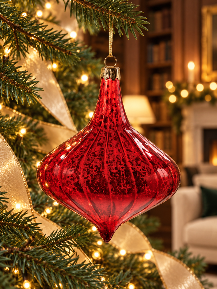 Ruby Radiance Glass Ornaments – 4″ & 4.5″