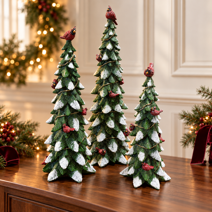 Snowy Cardinal Christmas Trees