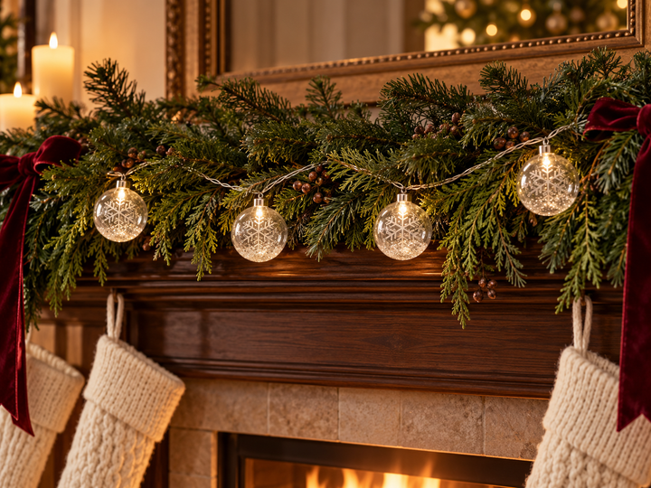 Glass Snowflake Globe String Lights