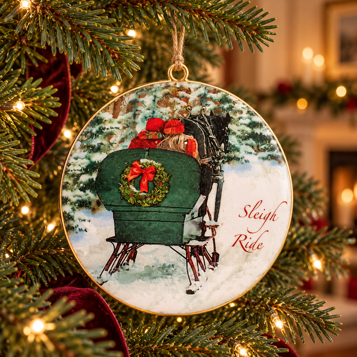Sleigh Ride Iron Disc Ornament – 6″