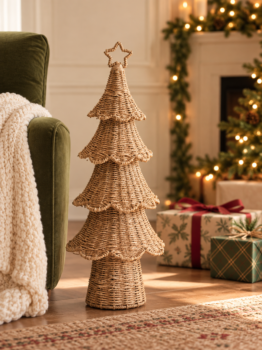 Woven Willow Tiered Christmas Trees