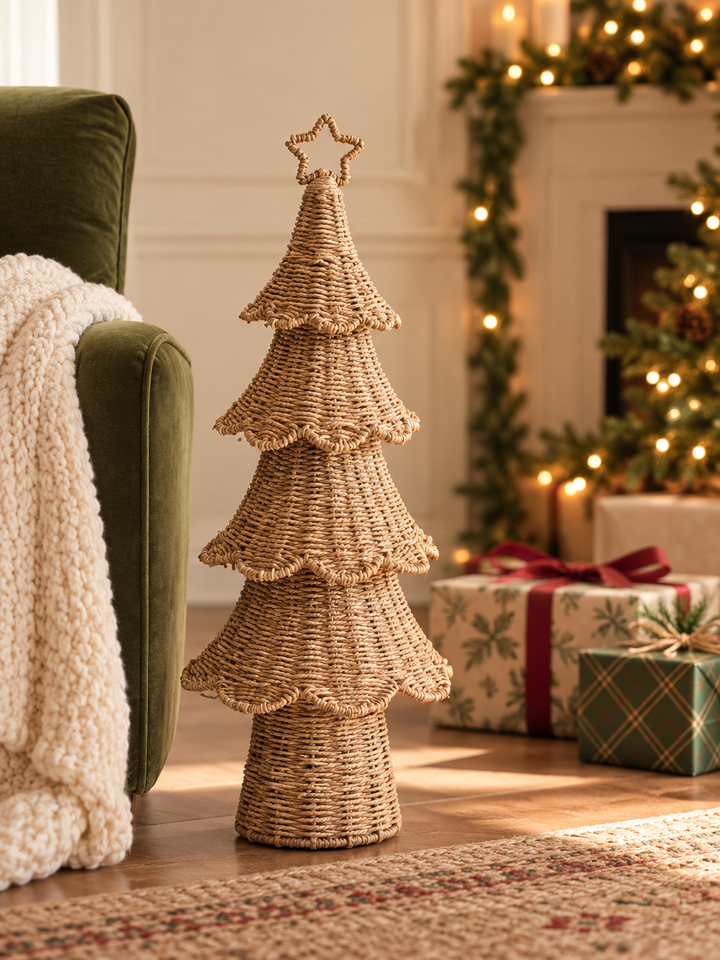 Woven Willow Tiered Christmas Trees