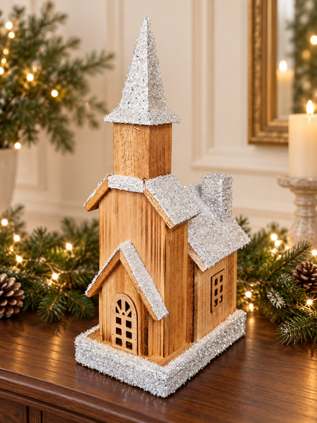 Snowy Christmas Village Church