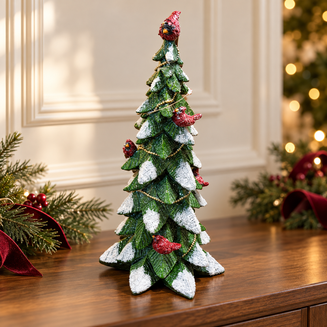 Snowy Cardinal Christmas Trees