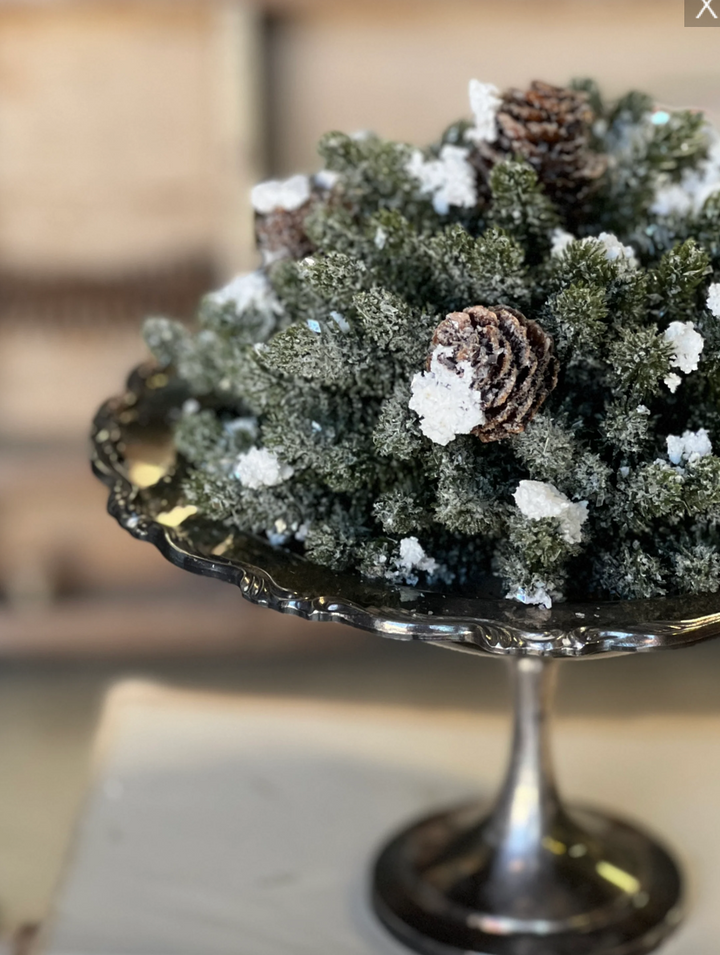 Winter’s Touch Snowy Pine Half Sphere — 7"