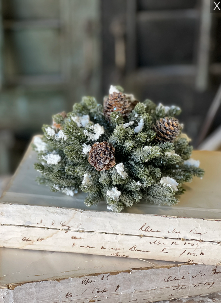 Winter’s Touch Snowy Pine Half Sphere — 7"