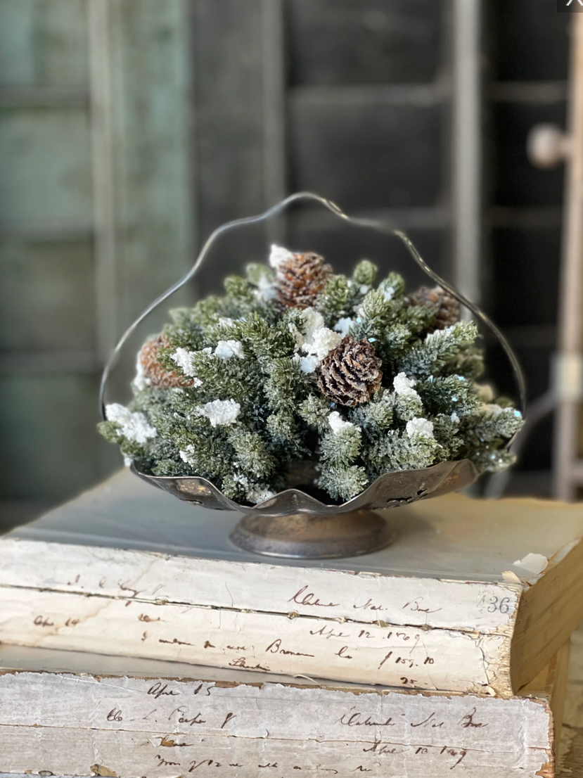 Winter’s Touch Snowy Pine Half Sphere — 7"
