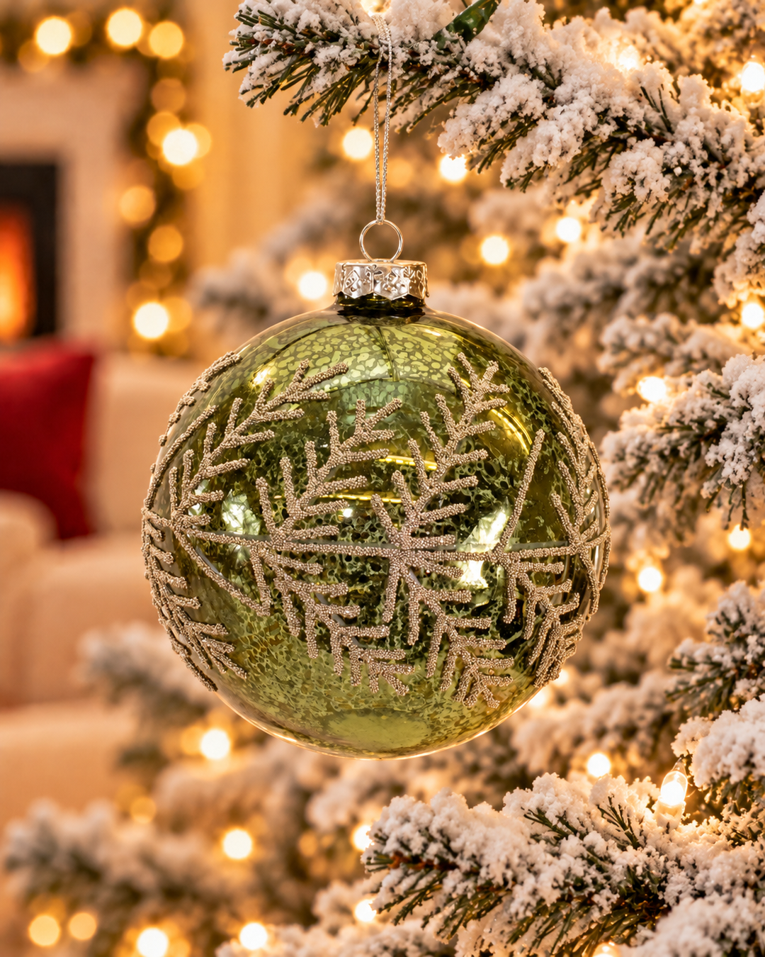 Evergreen Elegance Glass Snowflake Ornament