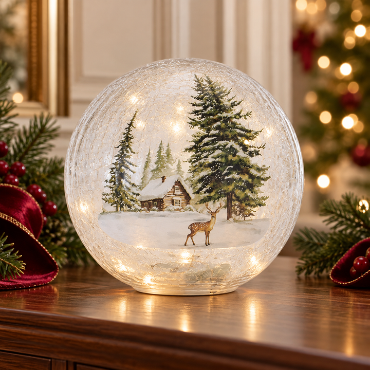 Winter Woodland Glow LED Glass Globe