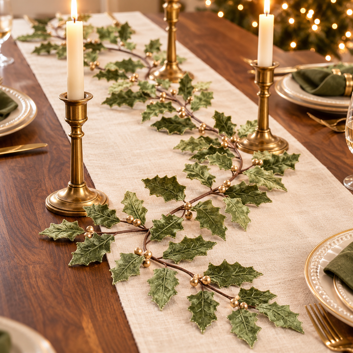 Christmas Holly Leaf Garland – 5.5′