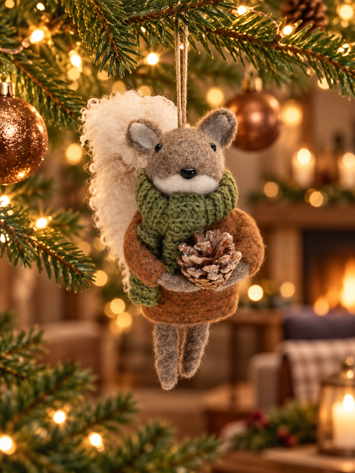 Woodland Charm Squirrel & Fox Ornaments – 6″