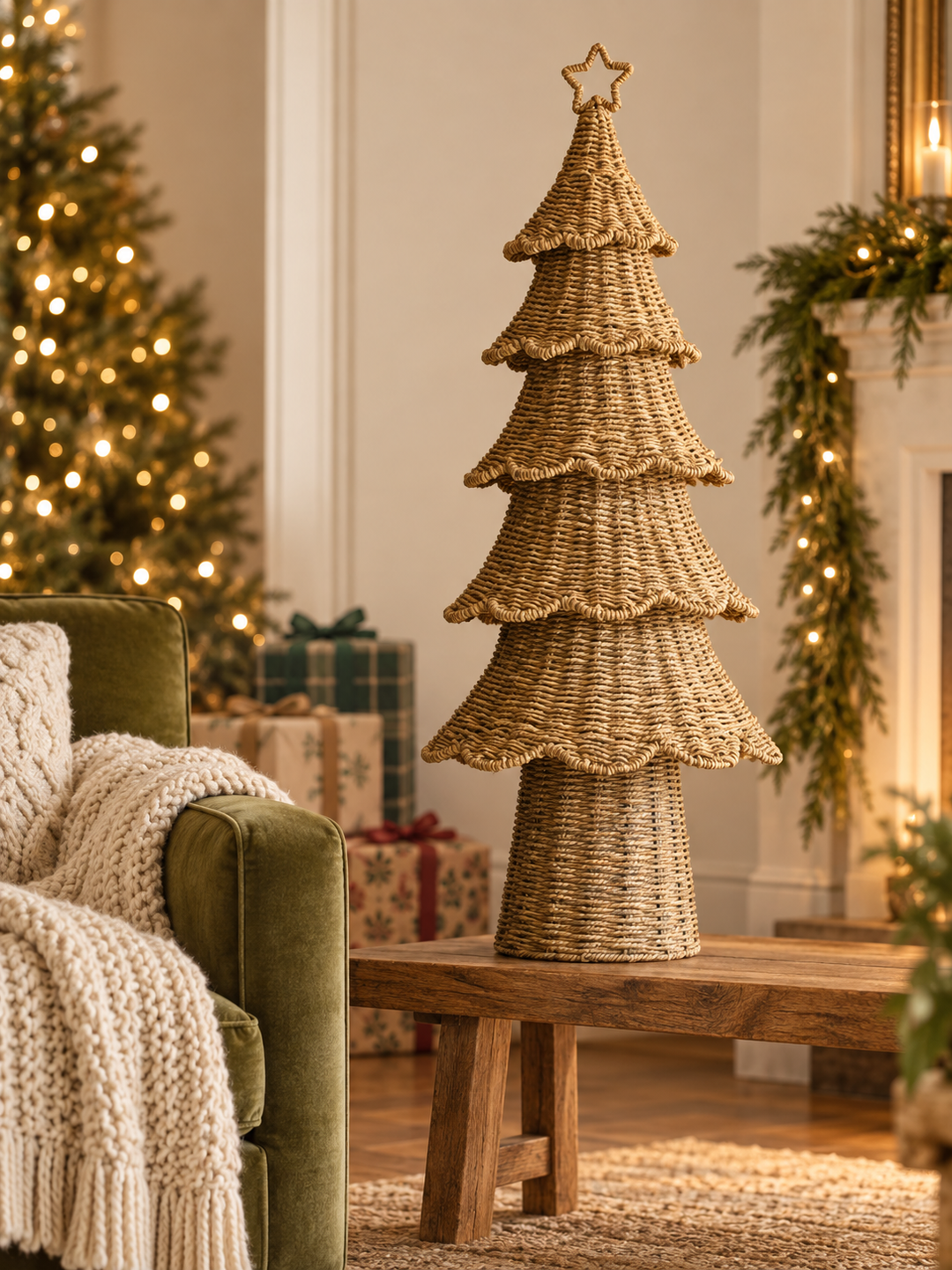 Woven Willow Tiered Christmas Trees