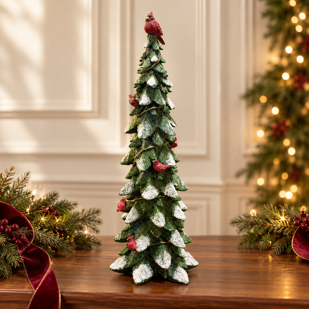 Snowy Cardinal Christmas Trees