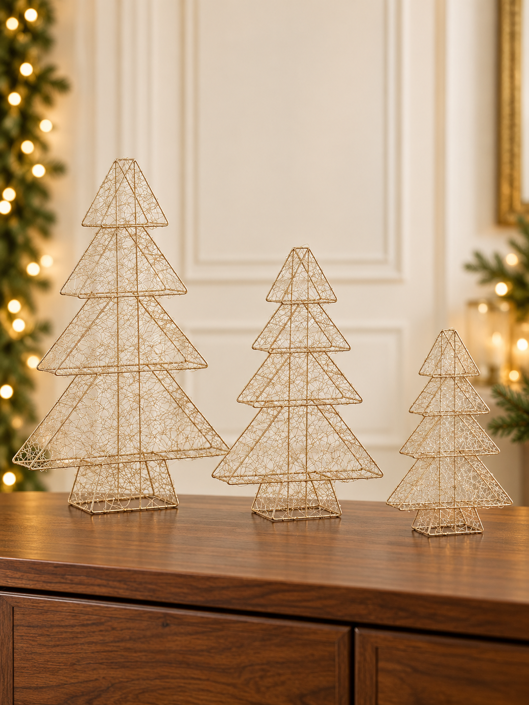 Silver Shimmer LED Wire Christmas Trees