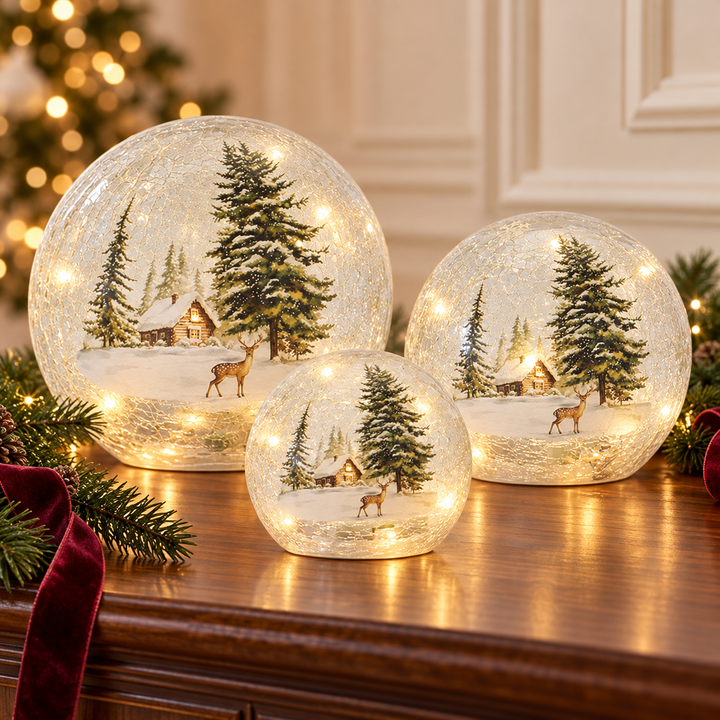 Winter Woodland Glow LED Glass Globe