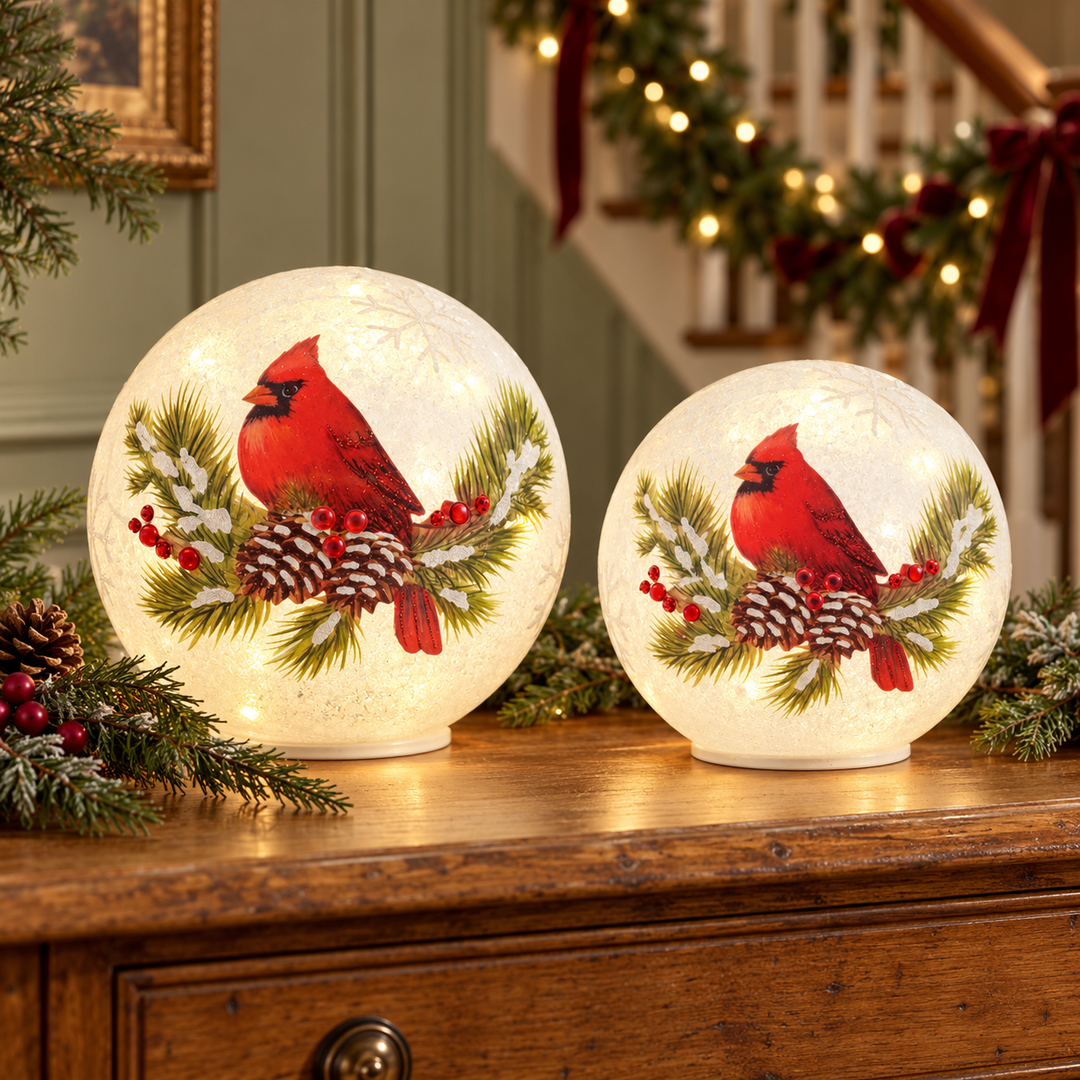 Winter’s Promise LED Cardinal Glass Globe – 5.5″ or 6.25″