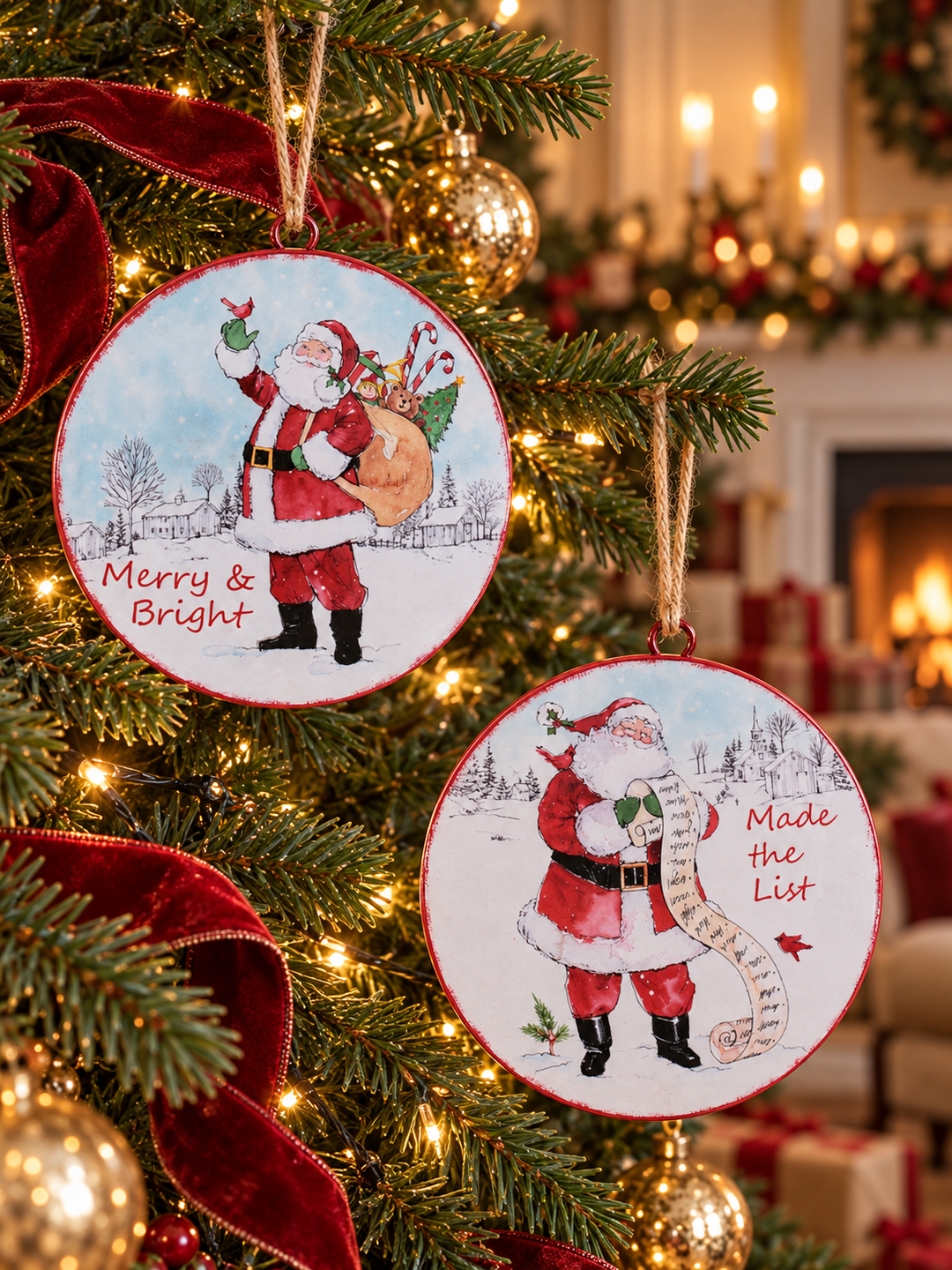 Christmas Memories Santa Disc Ornaments – 6″