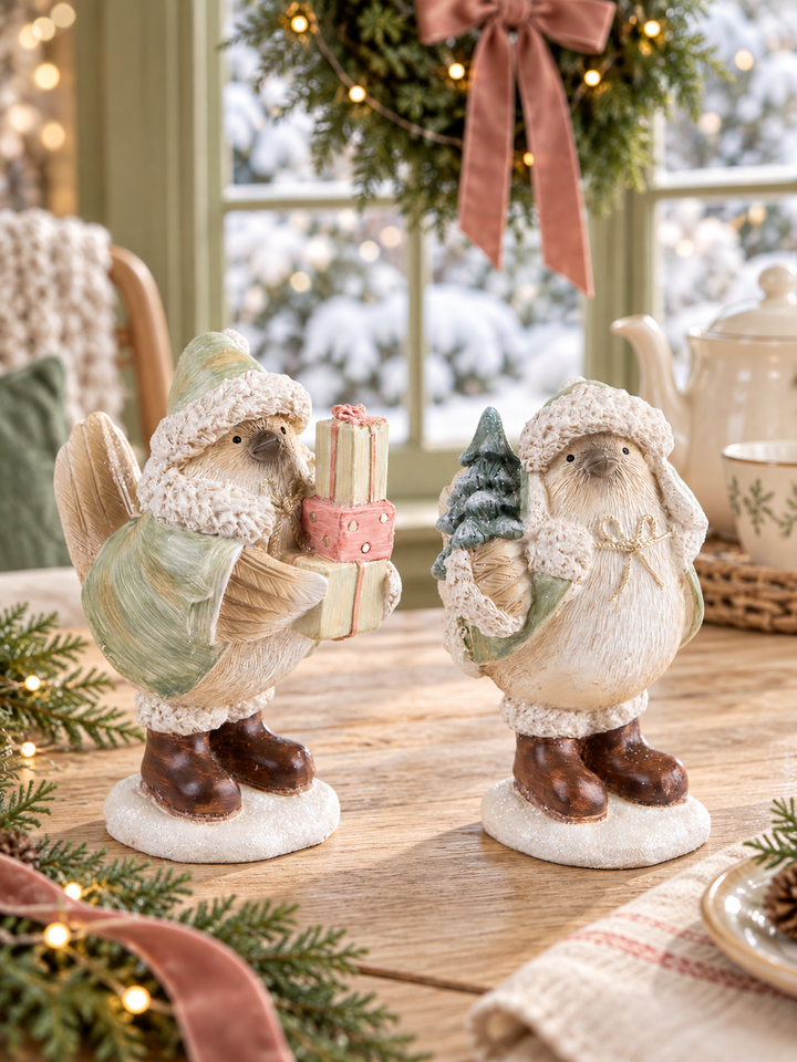 Winter Joy Christmas Bird Figurines – Two Designs