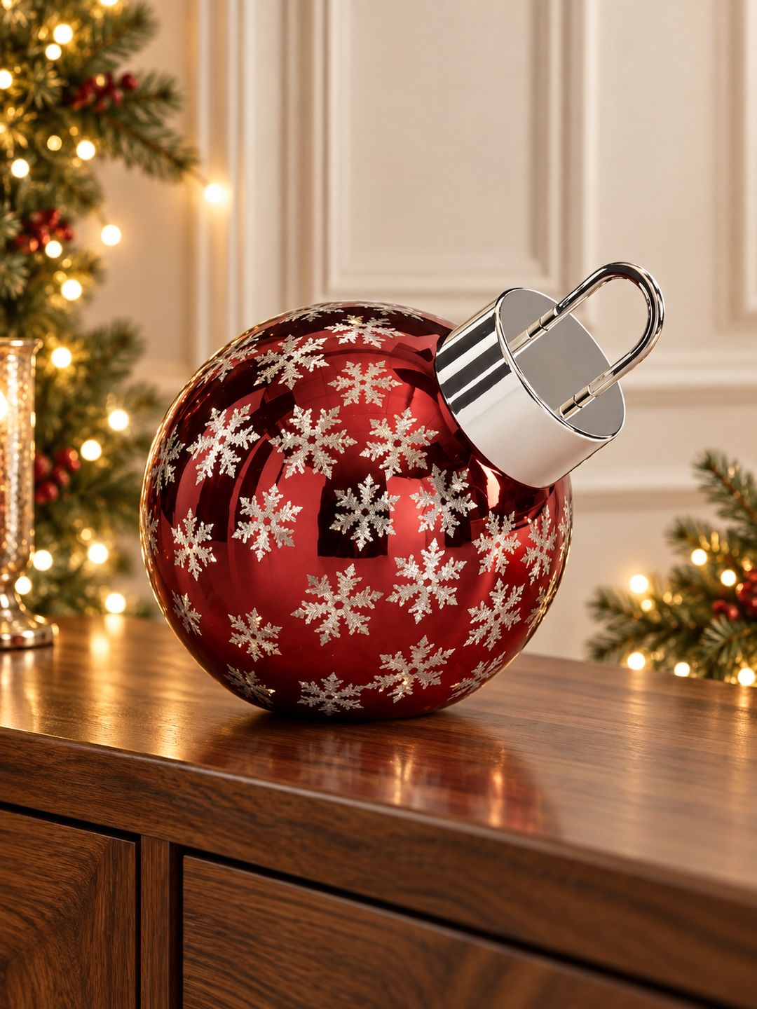 Crimson Snowfall LED Tabletop Ornaments
