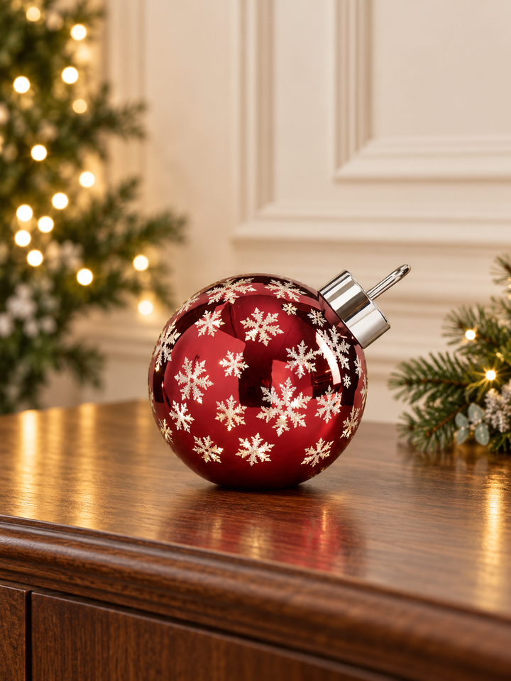 Crimson Snowfall LED Tabletop Ornaments