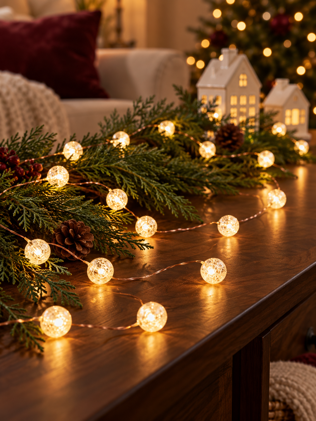 Warm Glow Glass Ball LED Light String