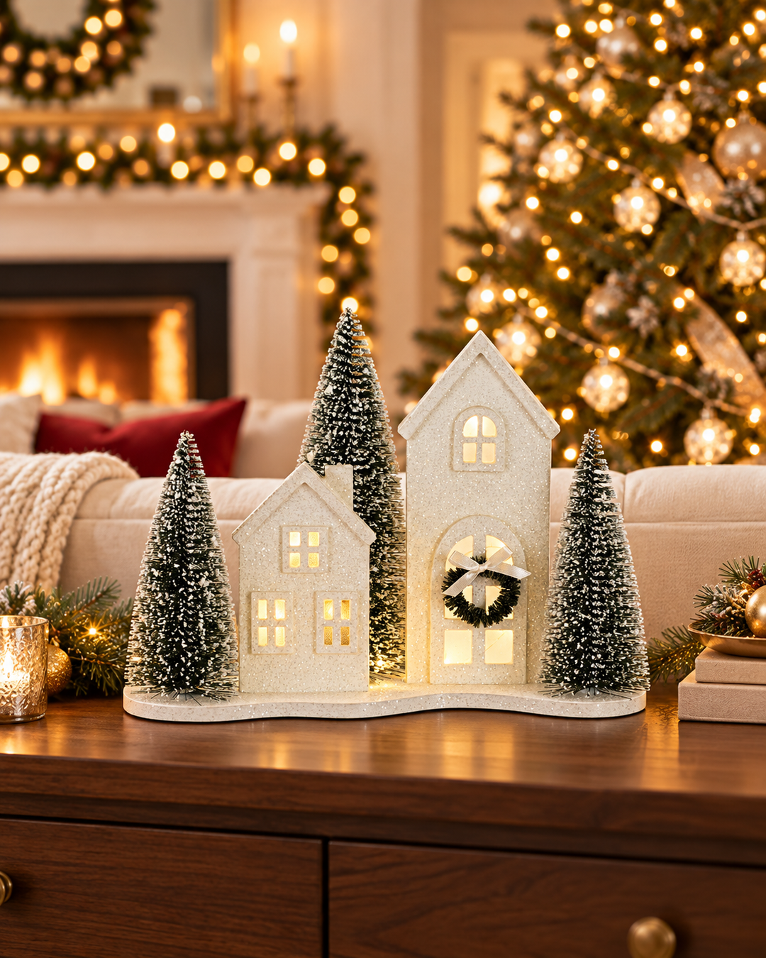 Snowfall Village LED Christmas House Display