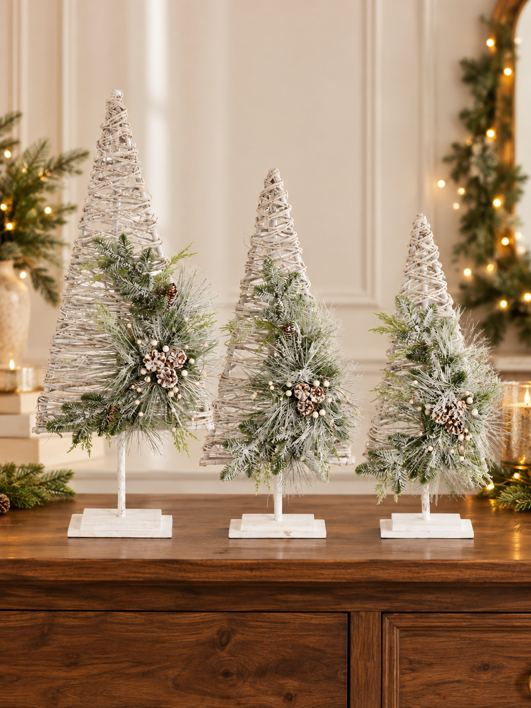 Frosted Woodland Woven Christmas Trees