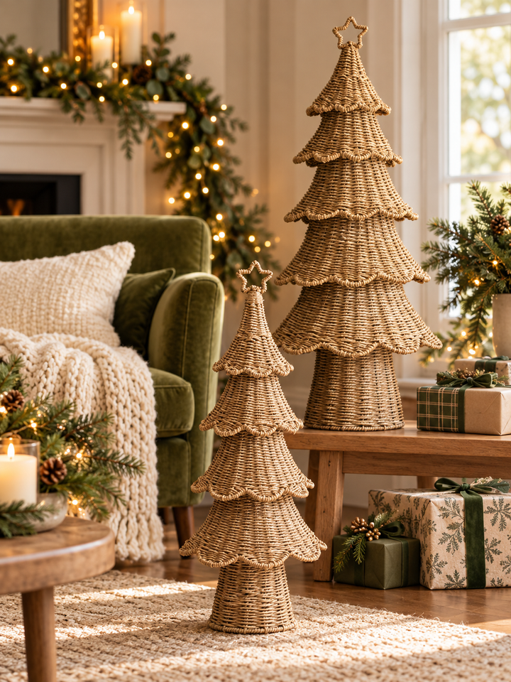 Woven Willow Tiered Christmas Trees