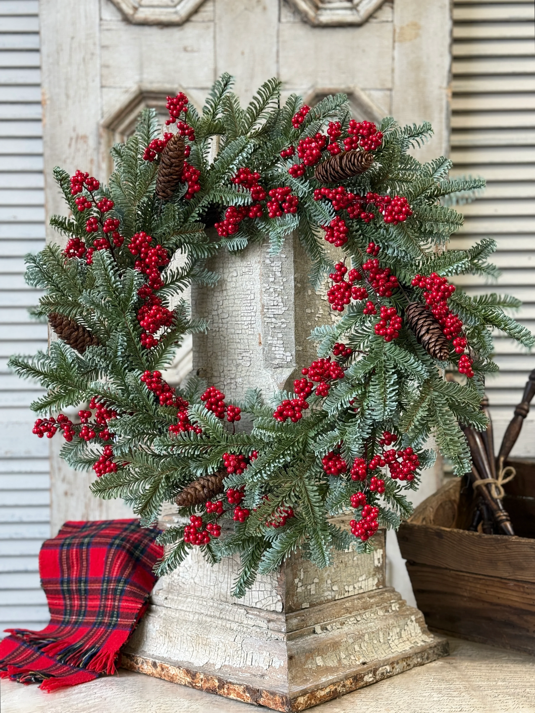 Scarlet Berry & Spruce Holiday Wreath