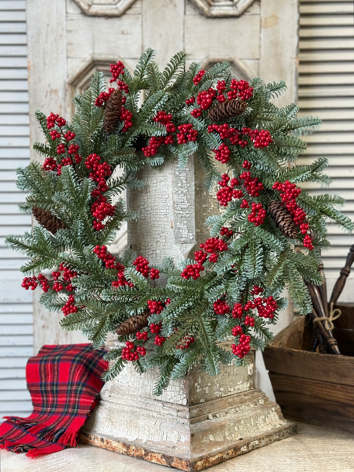 Scarlet Berry & Spruce Holiday Wreath