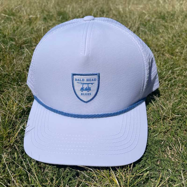 Blue Rope Bald Head Hat - White