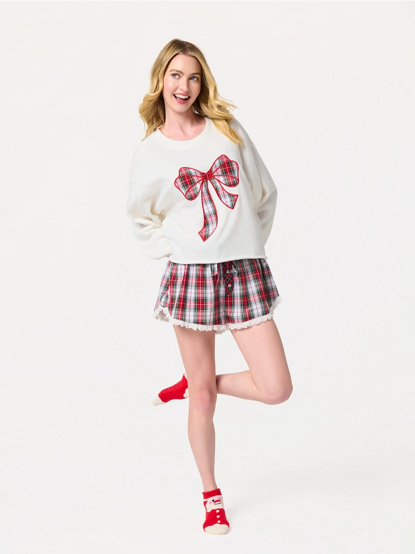 Tartan Bow Lounge Sweatshirt
