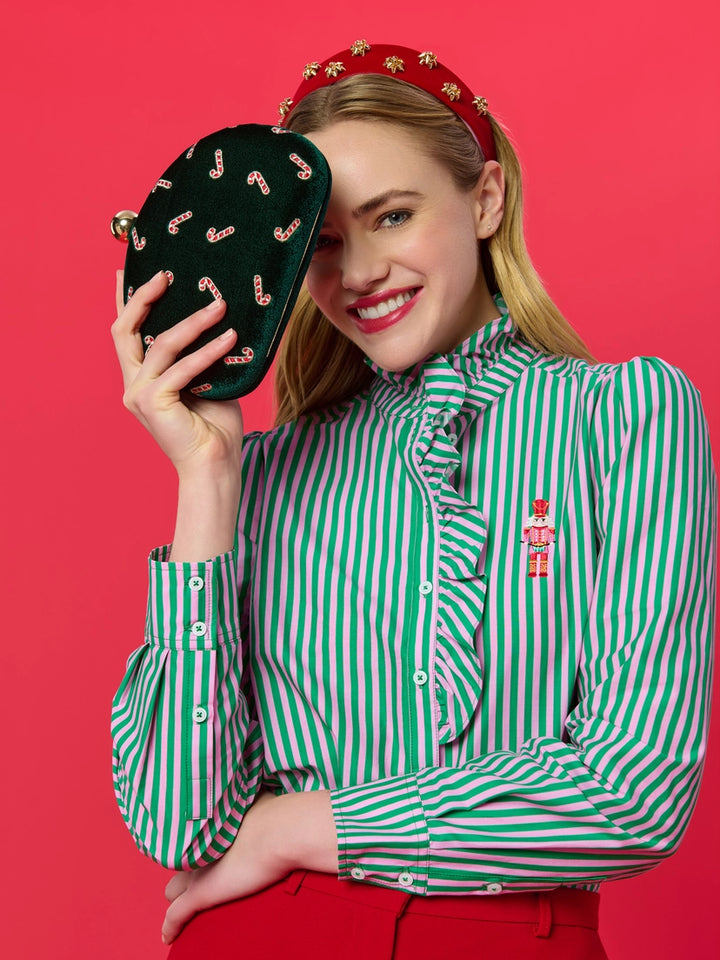 Candy Cane Lane Velvet Clutch