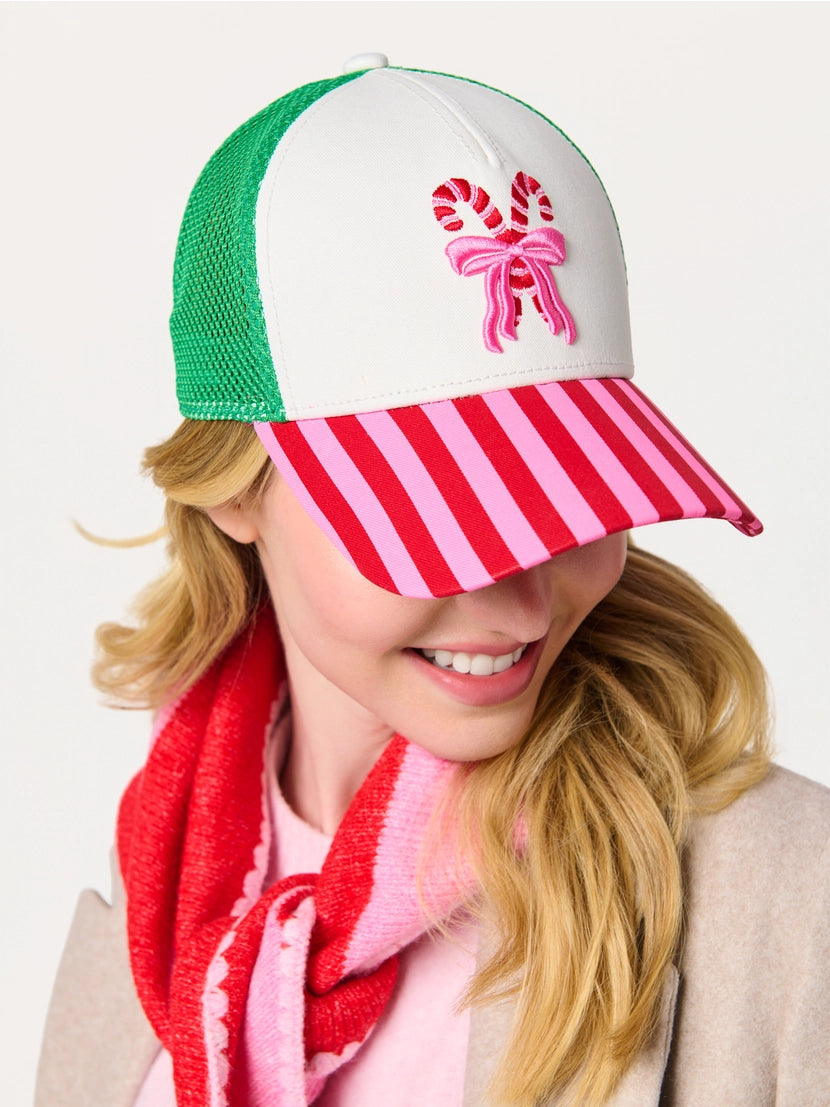 Candy Cane Bow Trucker Hat